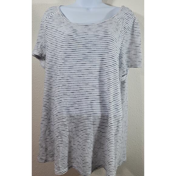 Lane Bryant White Blue Striped Lace Up Back Insert Top 18 20 Lightweight Flowy - Picture 1 of 5